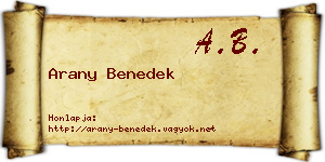 Arany Benedek névjegykártya